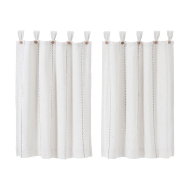 Stitched Burlap White Tier Curtain Set of 2 L36xW36 - The Fox Decor